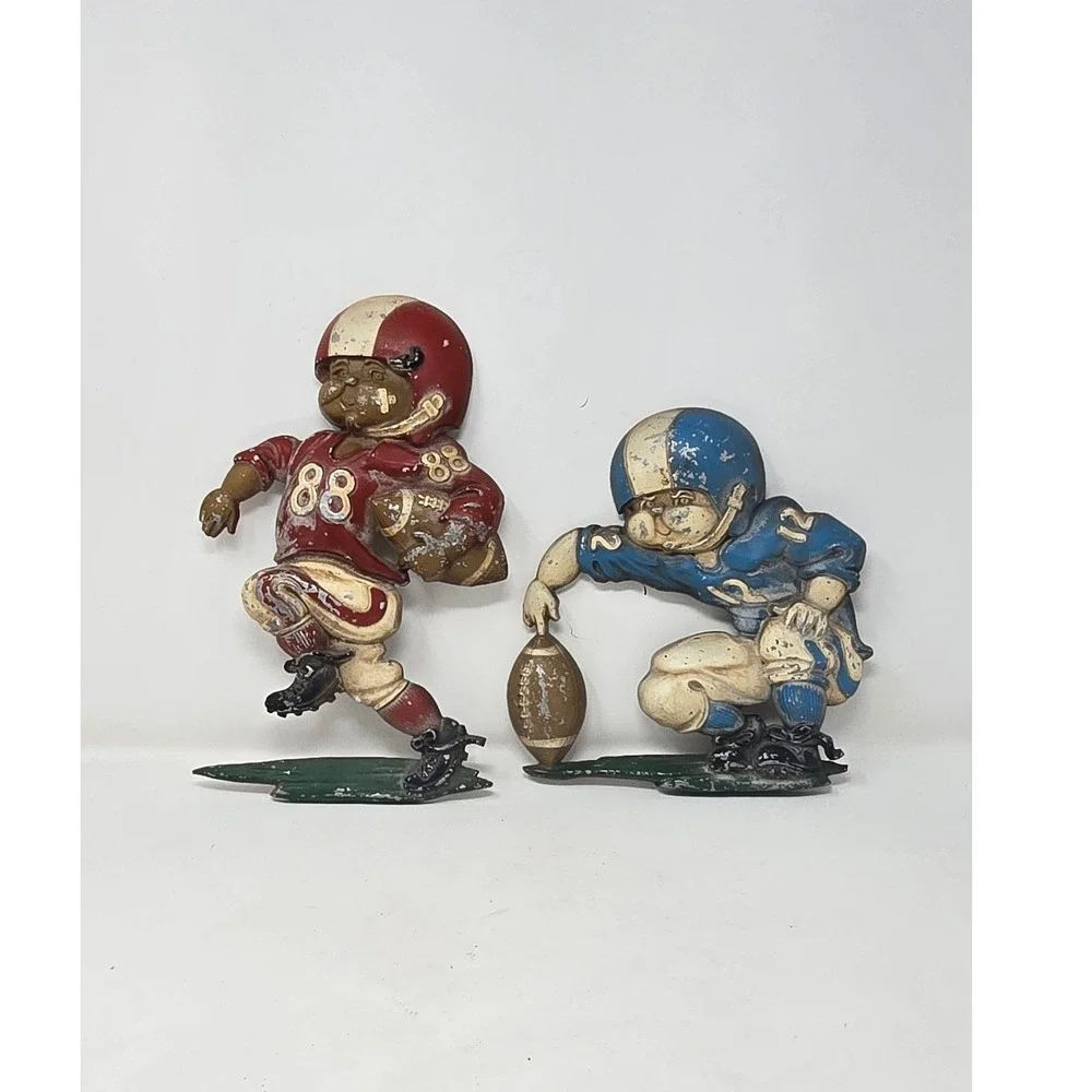 Vtg Homco 1976 cast metal‎ football players boy nursery wall decor sport mencave